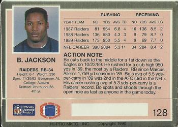 1990 Action Packed #128 Bo Jackson Back
