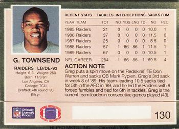 1990 Action Packed #130 Greg Townsend Back