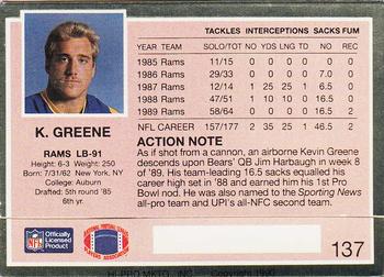 1990 Action Packed #137 Kevin Greene Back
