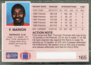 1990 Action Packed #165 Fred Marion Back