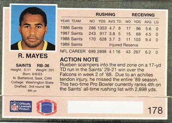 1990 Action Packed #178 Rueben Mayes Back