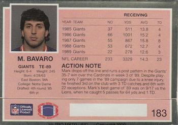 1990 Action Packed #183 Mark Bavaro Back