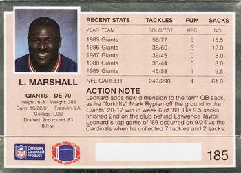 1990 Action Packed #185 Leonard Marshall Back