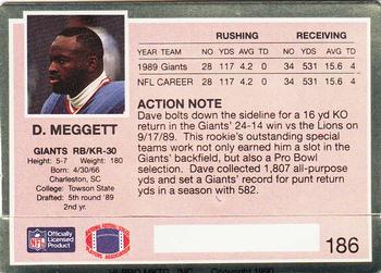 1990 Action Packed #186 Dave Meggett Back