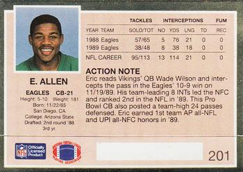 1990 Action Packed #201 Eric Allen Back