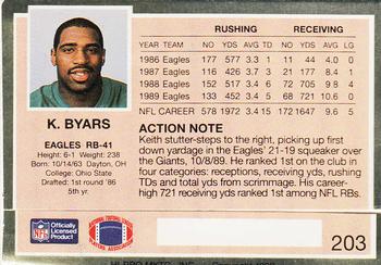 1990 Action Packed #203 Keith Byars Back