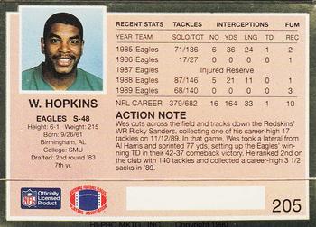 1990 Action Packed #205 Wes Hopkins Back