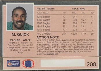 1990 Action Packed #208 Mike Quick Back