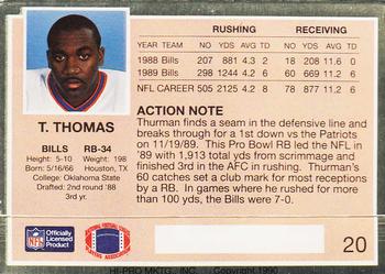 1990 Action Packed #20 Thurman Thomas Back