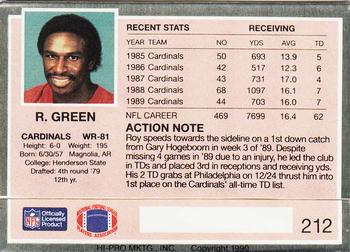 1990 Action Packed #212 Roy Green Back