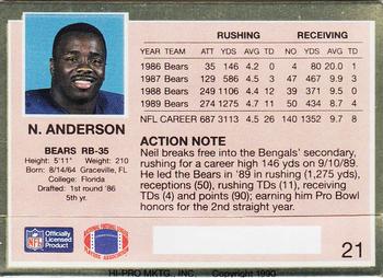 1990 Action Packed #21 Neal Anderson Back