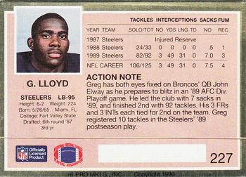 1990 Action Packed #227 Greg Lloyd Back