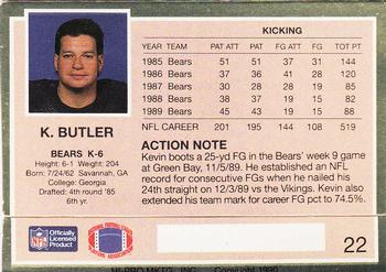 1990 Action Packed #22 Kevin Butler Back
