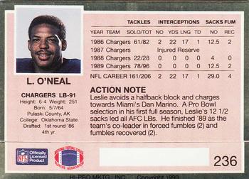 1990 Action Packed #236 Leslie O'Neal Back