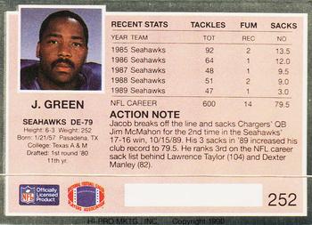 1990 Action Packed #252 Jacob Green Back
