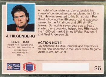 1990 Action Packed #26 Jay Hilgenberg Back