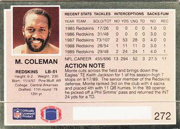 1990 Action Packed #272 Monte Coleman Back