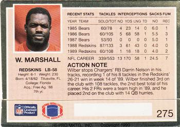1990 Action Packed #275 Wilber Marshall Back