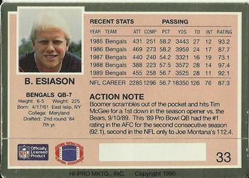 1990 Action Packed #33 Boomer Esiason Back