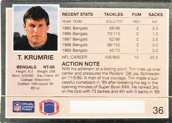 1990 Action Packed #36 Tim Krumrie Back