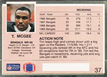 1990 Action Packed #37 Tim McGee Back