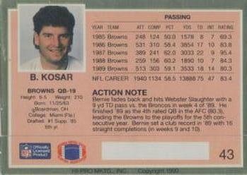 1990 Action Packed #43 Bernie Kosar Back