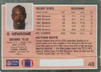 1990 Action Packed #48 Ozzie Newsome Back