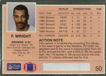 1990 Action Packed #50 Felix Wright Back