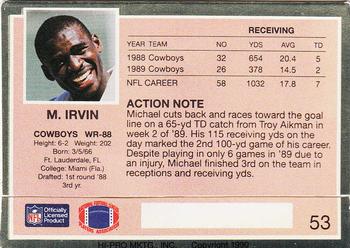 1990 Action Packed #53 Michael Irvin Back