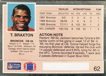 1990 Action Packed #62 Tyrone Braxton Back