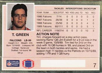 1990 Action Packed #7 Tim Green Back