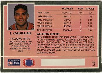 1990 Action Packed #3 Tony Casillas Back