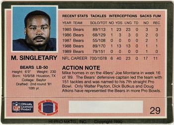 1990 Action Packed #29 Mike Singletary Back