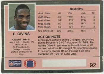 1990 Action Packed #92 Ernest Givins Back