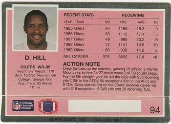 1990 Action Packed #94 Drew Hill Back
