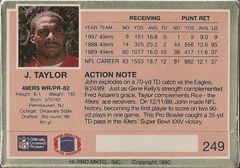 1990 Action Packed #249 John Taylor Back