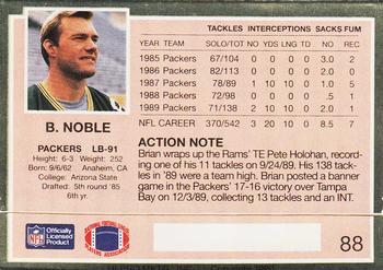 1990 Action Packed #88 Brian Noble Back