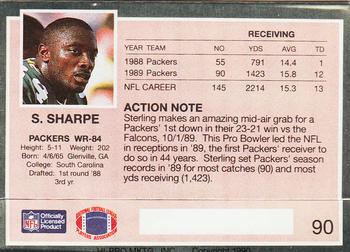 1990 Action Packed #90 Sterling Sharpe Back