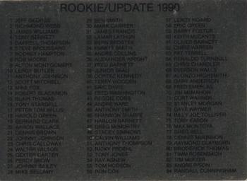 1990 Action Packed Rookie/Update #NNO Rookie/Update Checklist Back