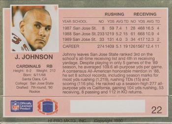 1990 Action Packed Rookie/Update #22 Johnny Johnson Back