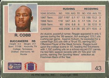 1990 Action Packed Rookie/Update #43 Reggie Cobb Back