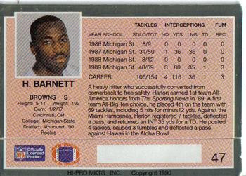 1990 Action Packed Rookie/Update #47 Harlon Barnett Back