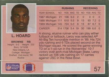 1990 Action Packed Rookie/Update #57 Leroy Hoard Back