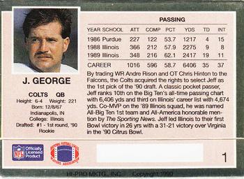 1990 Action Packed Rookie/Update #1 Jeff George Back
