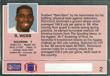 1990 Action Packed Rookie/Update #2 Richmond Webb Back