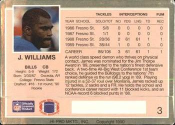 1990 Action Packed Rookie/Update #3 James Williams Back