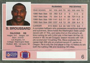 1990 Action Packed Rookie/Update #6 Steve Broussard Back