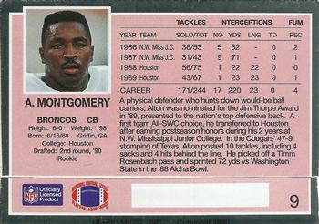 1990 Action Packed Rookie/Update #9 Alton Montgomery Back