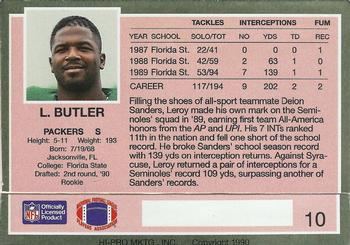 1990 Action Packed Rookie/Update #10 LeRoy Butler Back