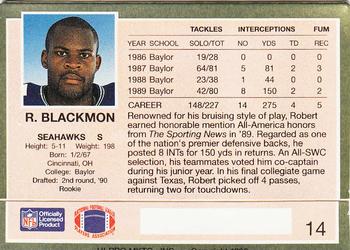 1990 Action Packed Rookie/Update #14 Robert Blackmon Back